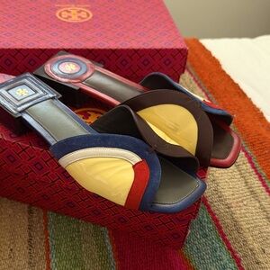 Tory Burch Colorful Patchwork Slide Sandals